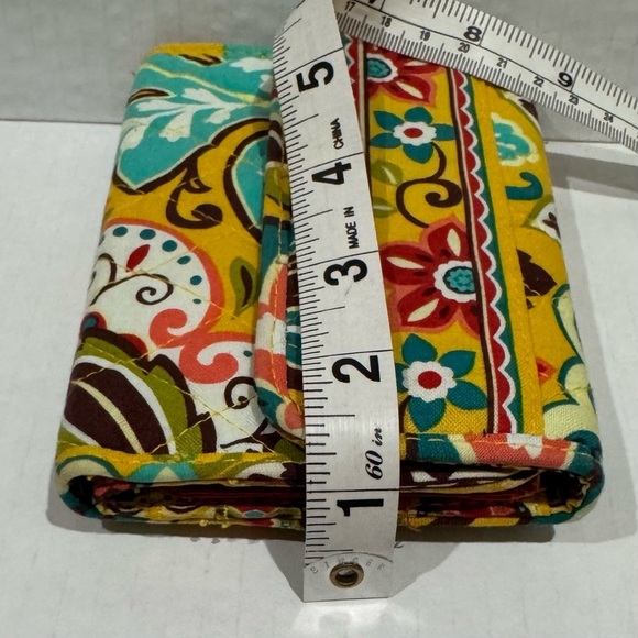 Vera Bradley Provencal Euro Wallet Yellow Multi Paisley Floral Folding Snap - Picture 11 of 11